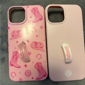 Loopy Case Pink Cowboy Print & Solid Pink Phone Case Duo